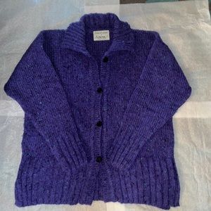 Vintage purple Irish wool hand loomed cardigan size medium.